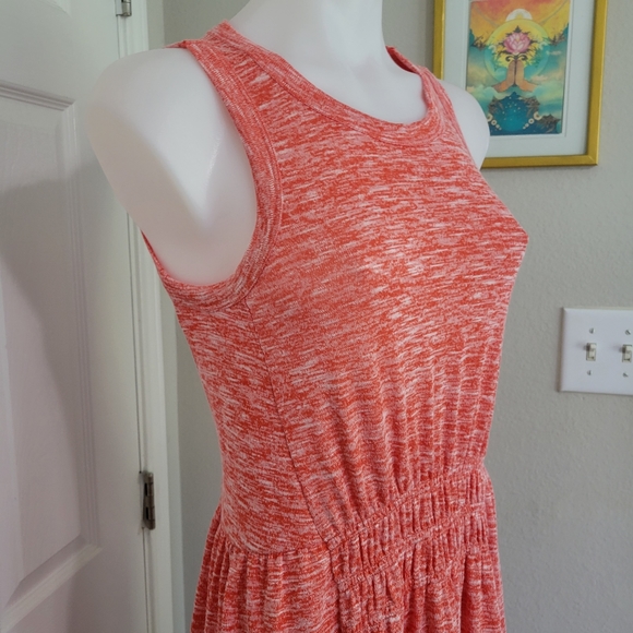 Lou & Grey Coral Orange Spacedyed Tiered Maxi Dress NWT Sleeveless Stretch - Picture 3 of 16